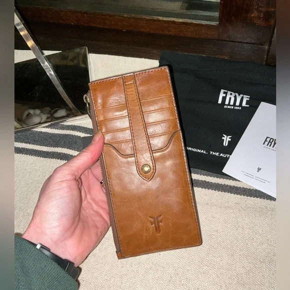*FLASH SALE* NWT Frye Melissa Leather Snap Card Wallet Cognac Brown Retail $98 - Picture 4 of 12